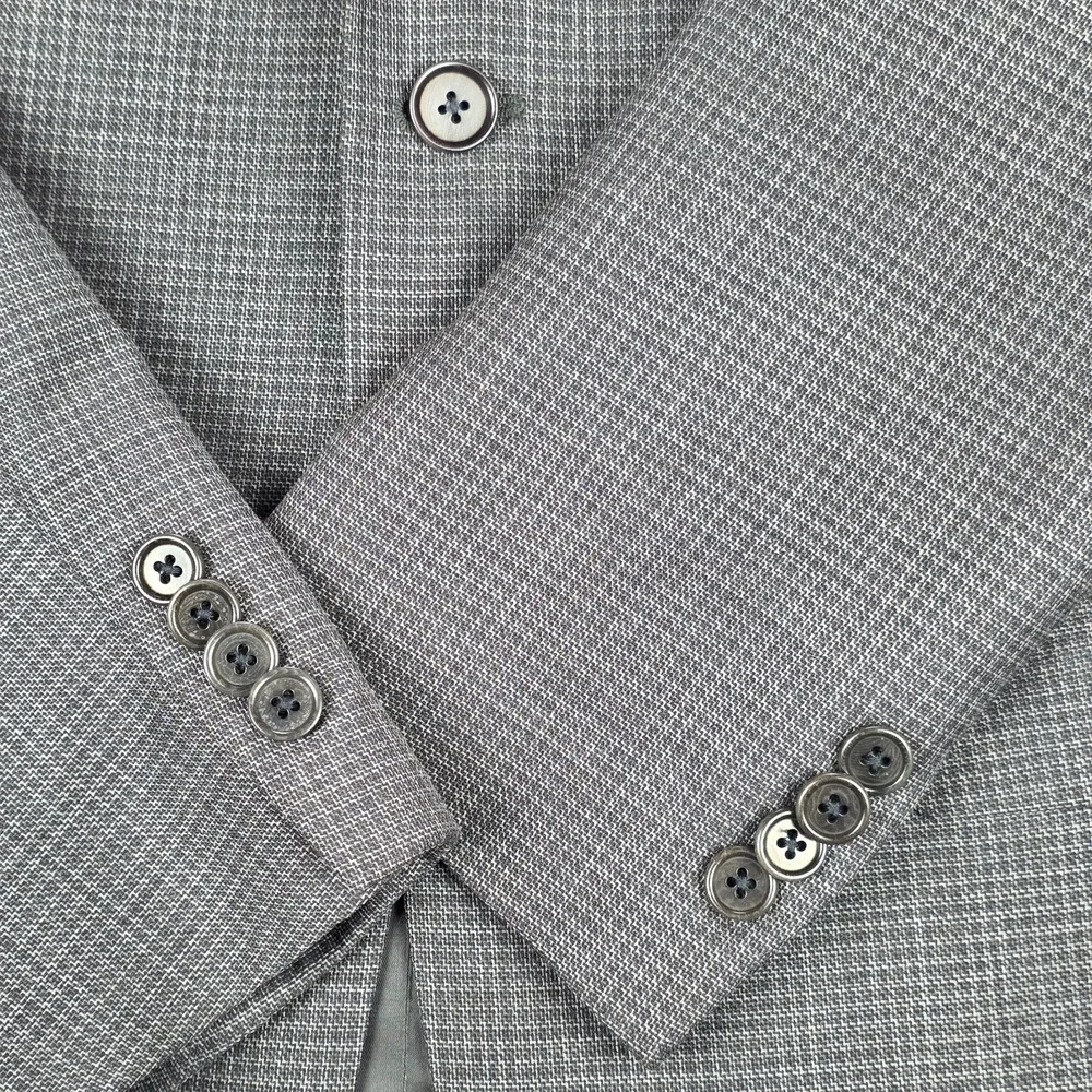 John Varvatos USA 100% Wool Gray Houndstooth Sport Coat Blazer Jacket Mens 40S